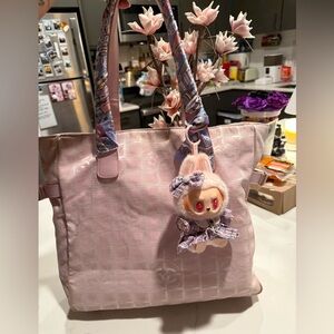 CHANEL Pink Nylon Travel Tote Bag